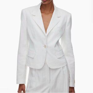 NWT Aritzia Babaton Mastery White Linen Blend Single Button Blazer Women's 4